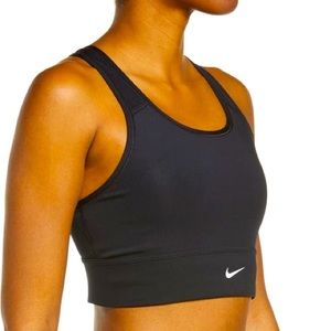 NIKE Dri-FIT Swoosh Padded Longline Black Sports Bra Size Medium- NWOT